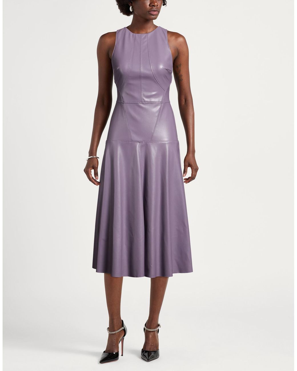 Elisabetta Franchi Purple Midi Dress Polyester, Polyurethane