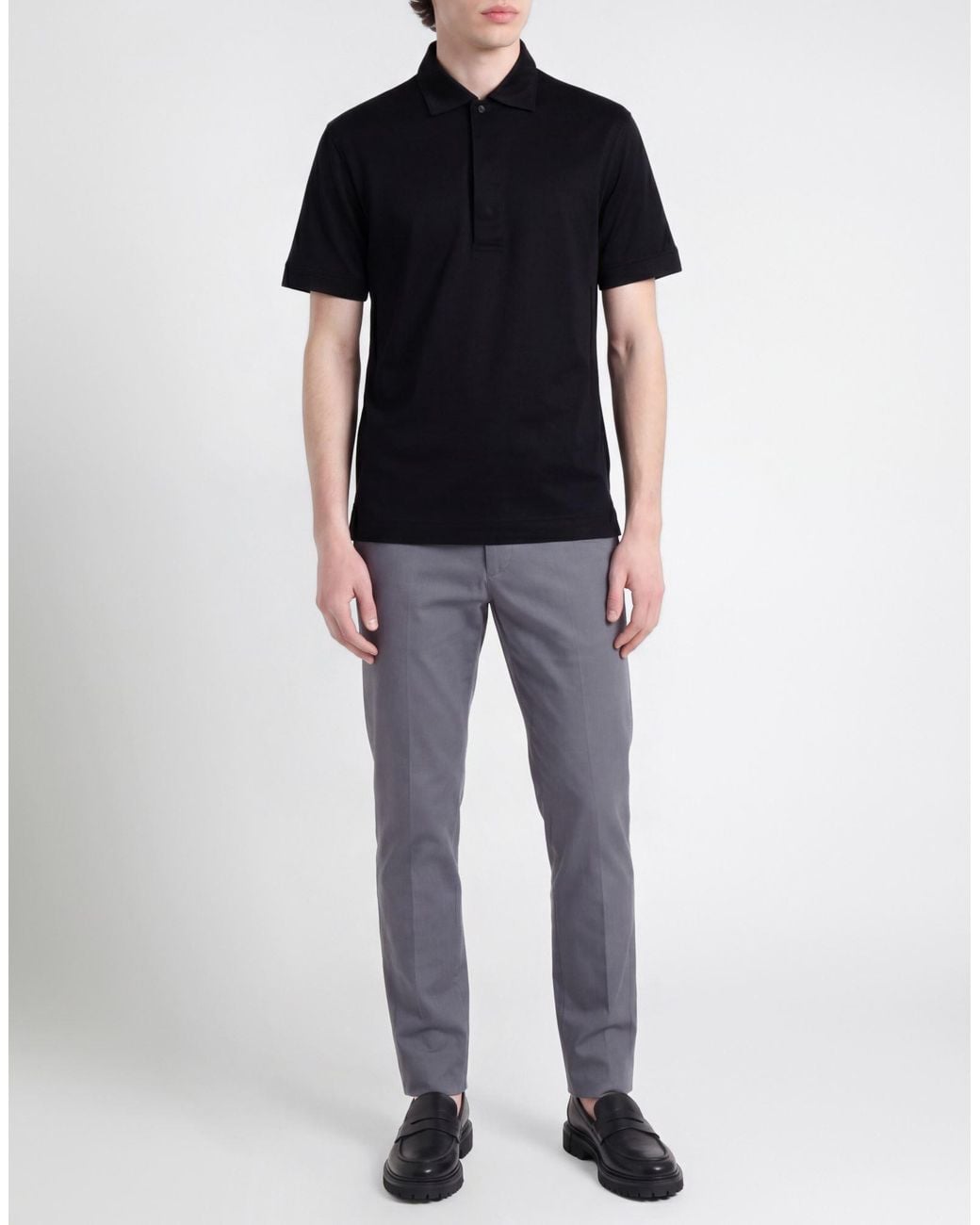 Paolo Pecora Black Polo Shirt Cotton for men