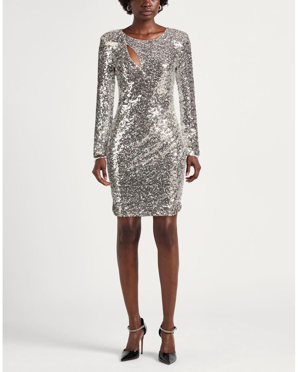 Rinascimento Gray Mini Dress Polyester, Elastane