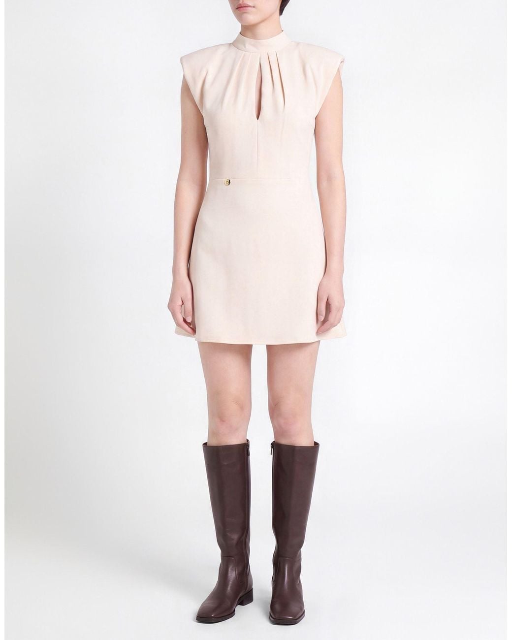 Kontatto Natural Ivory Mini Dress Polyester, Elastane