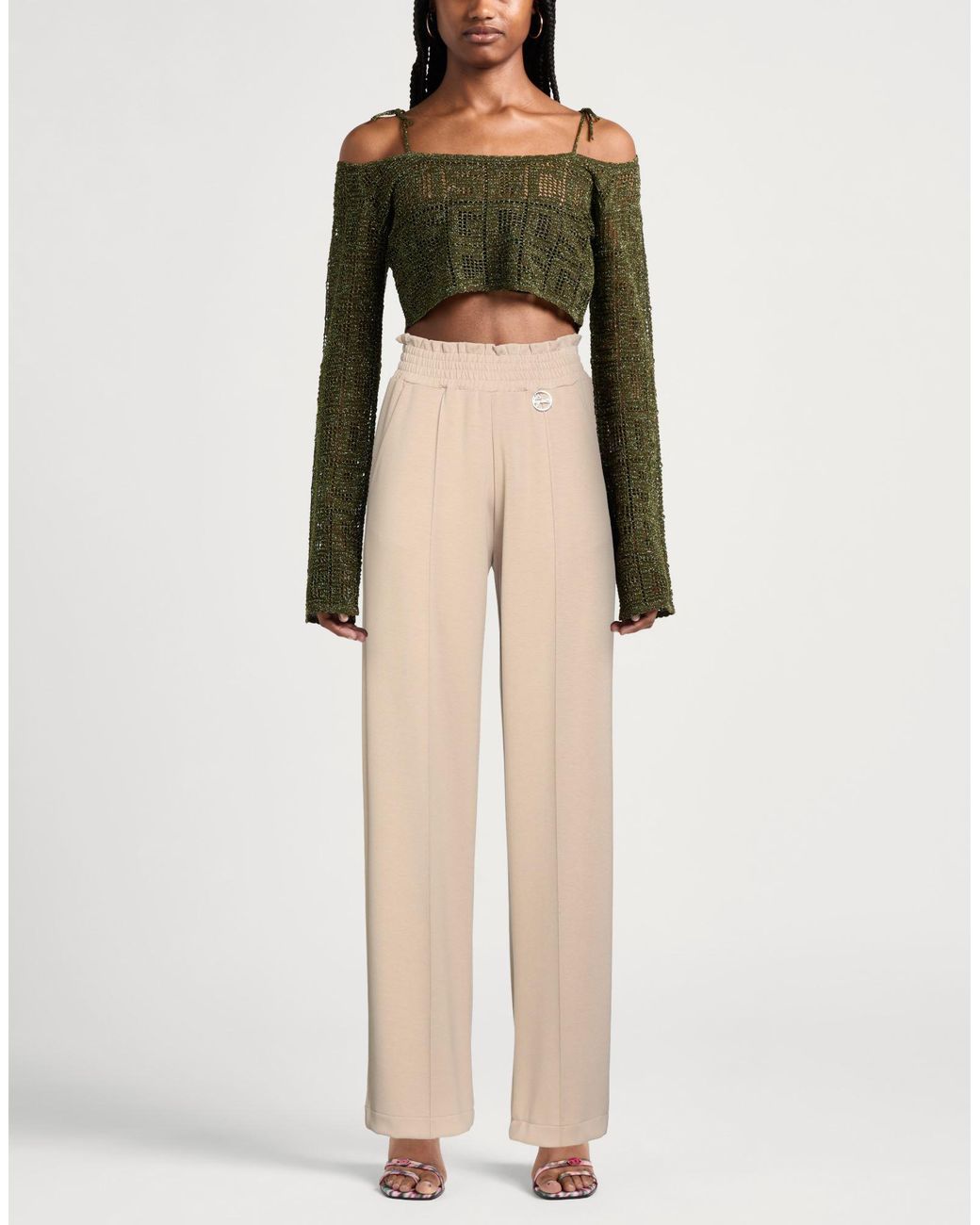 Gaelle Paris Natural Pants Polyester, Viscose, Elastane