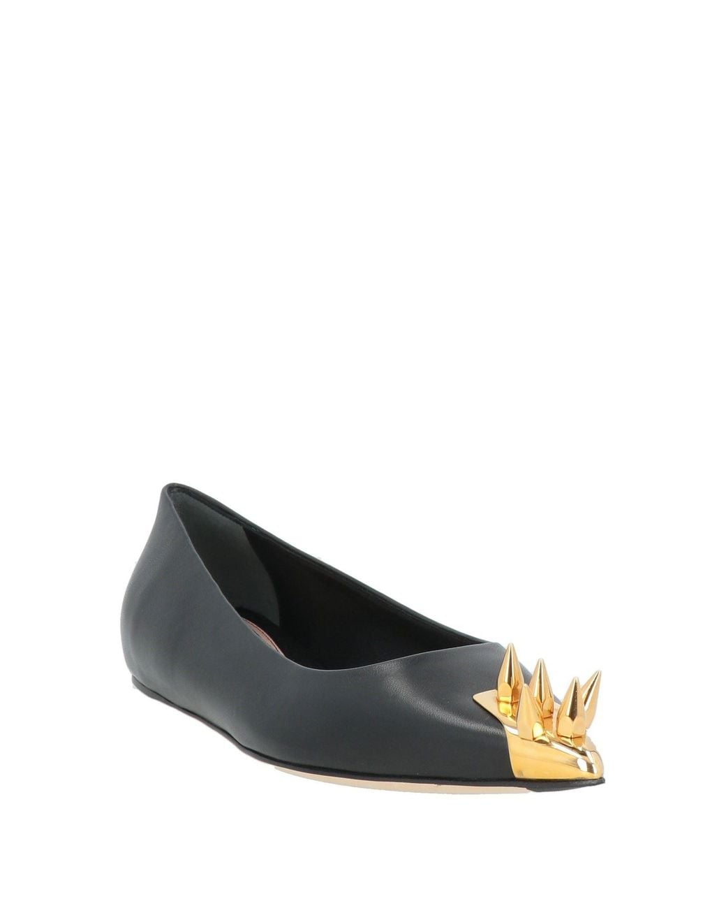 McQueen Black Ballet Flats Leather