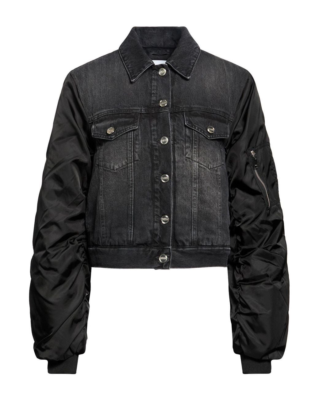 Ganni Black Denim Outerwear Organic Cotton, Cotton