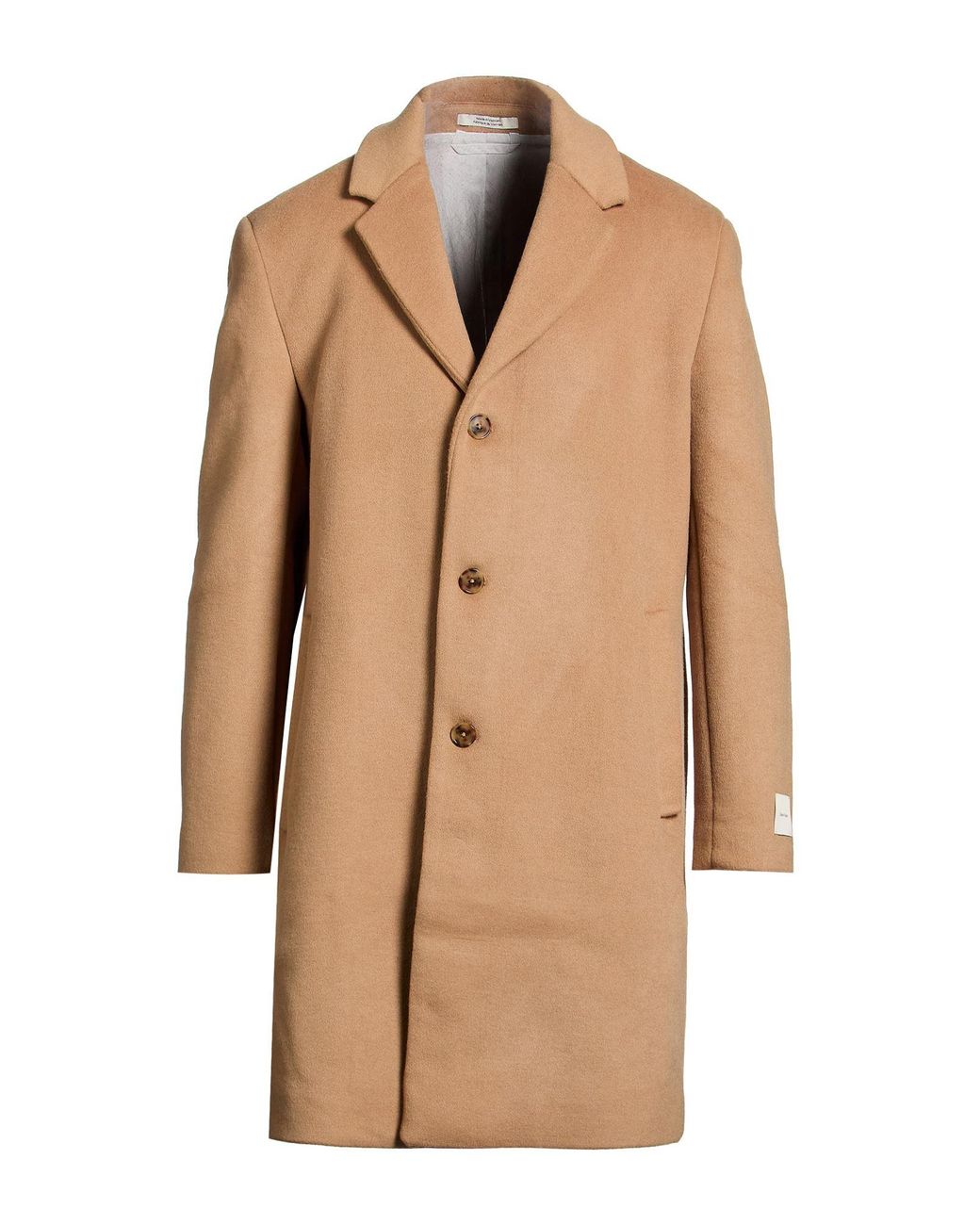 Calvin Klein Natural Camel Coat Recycled Wool, Polyester for men