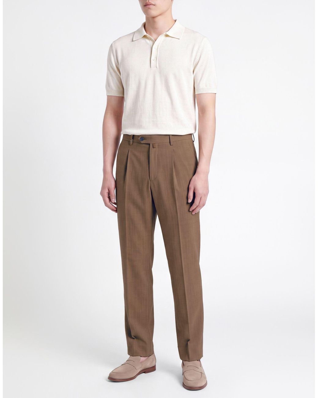 Barbati Brown Sand Pants Polyester, Viscose, Elastane for men