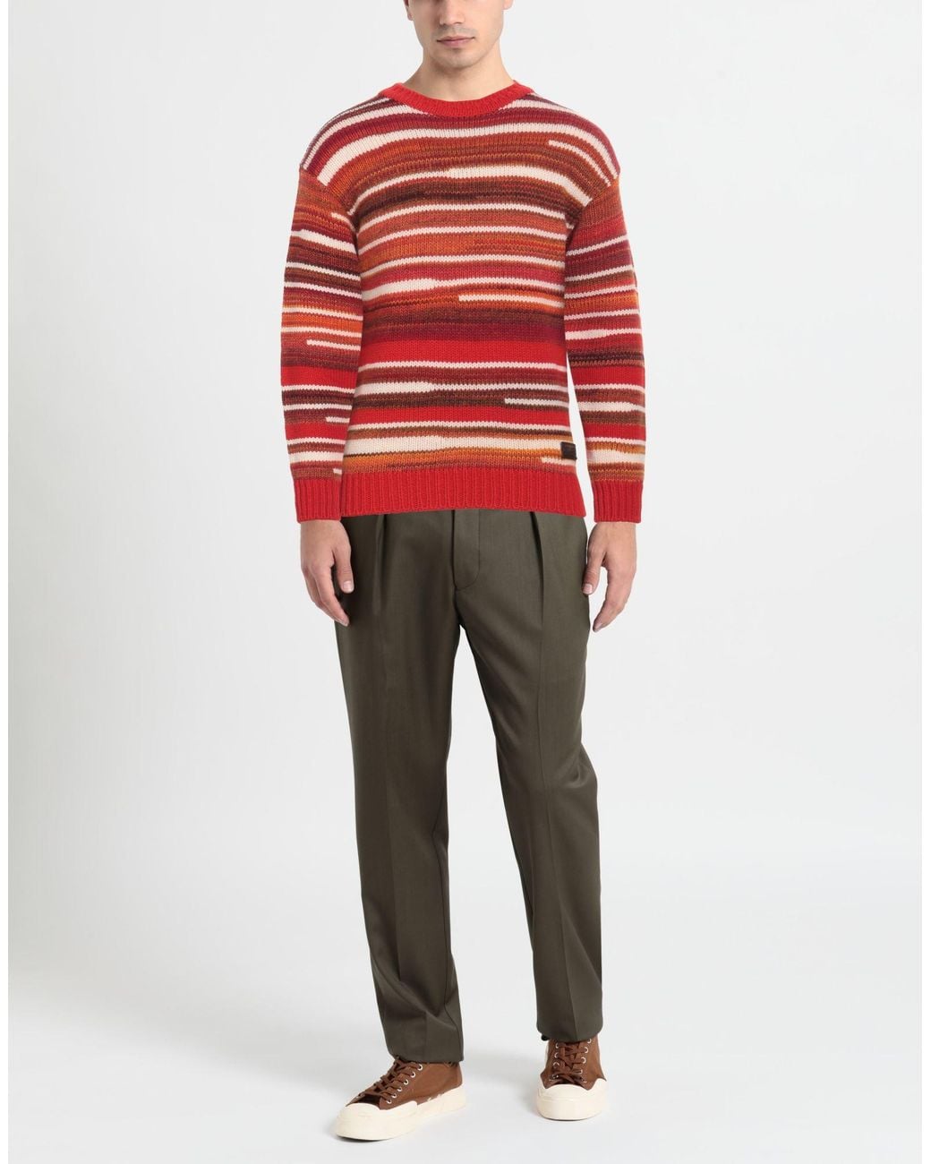 DSquared² Red Sweater Wool, Acrylic, Calfskin for men