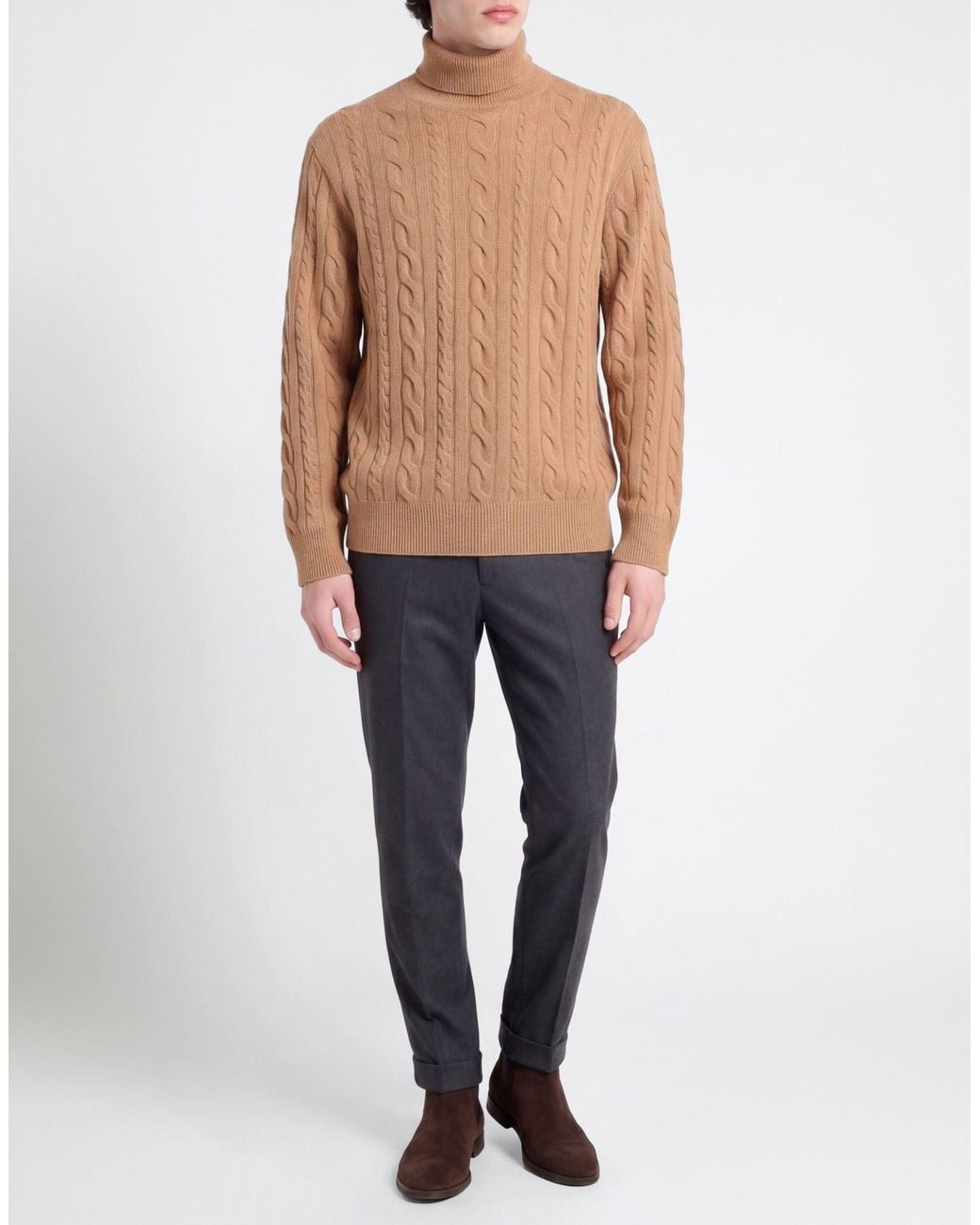 M.Q.J. Brown Camel Turtleneck Wool for men