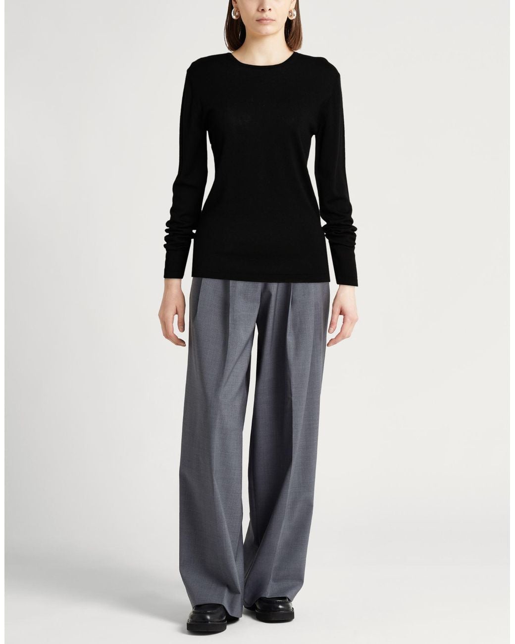 120% Lino Black Sweater Merino Wool