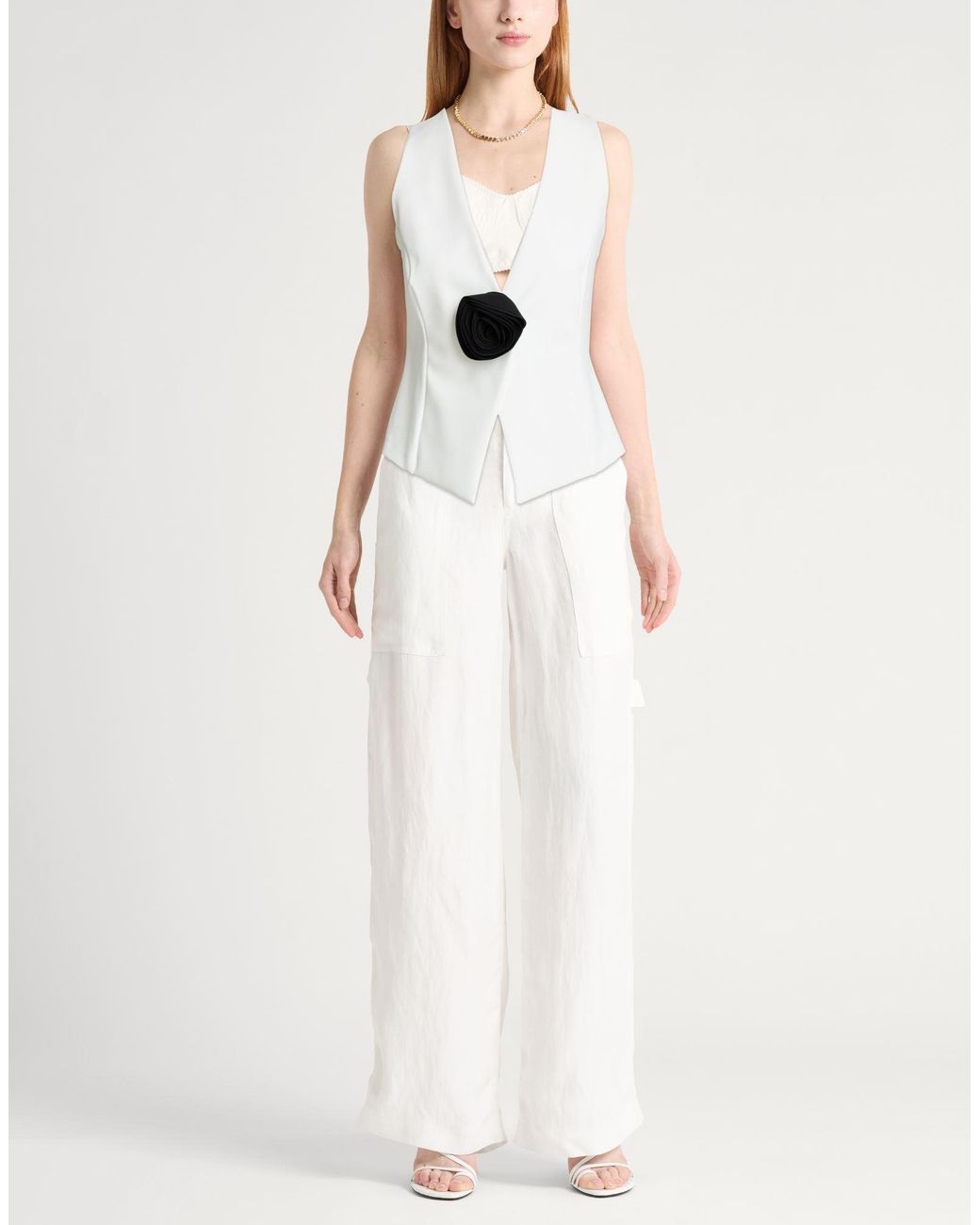 La Petite Robe Di Chiara Boni White Tailored Vest Polyamide, Elastane