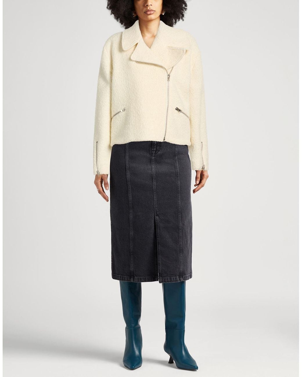 DES_PHEMMES Natural Ivory Jacket Virgin Wool, Cotton, Viscose, Polyamide