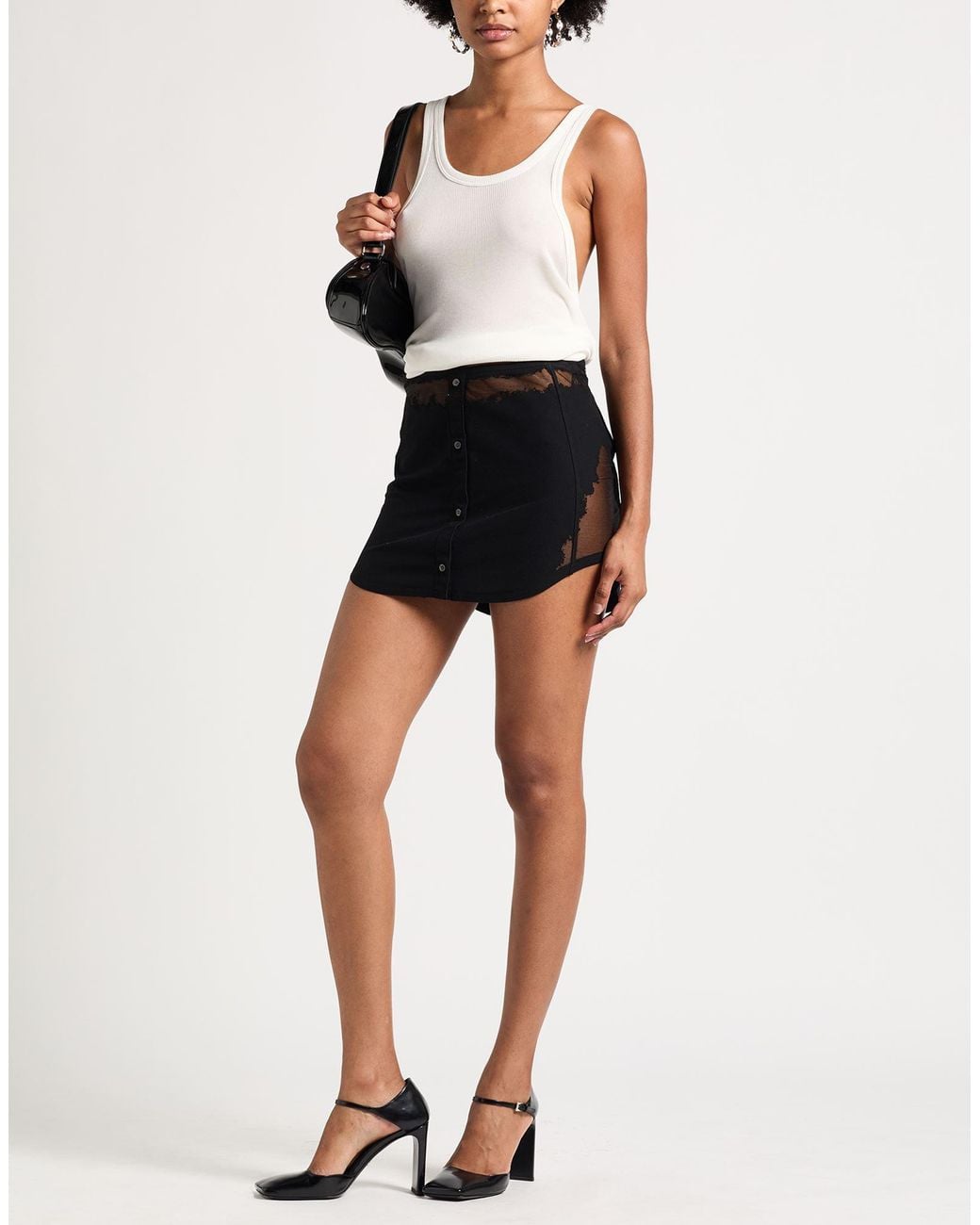 DIESEL Black Mini Skirt Cotton, Polyester, Elastane