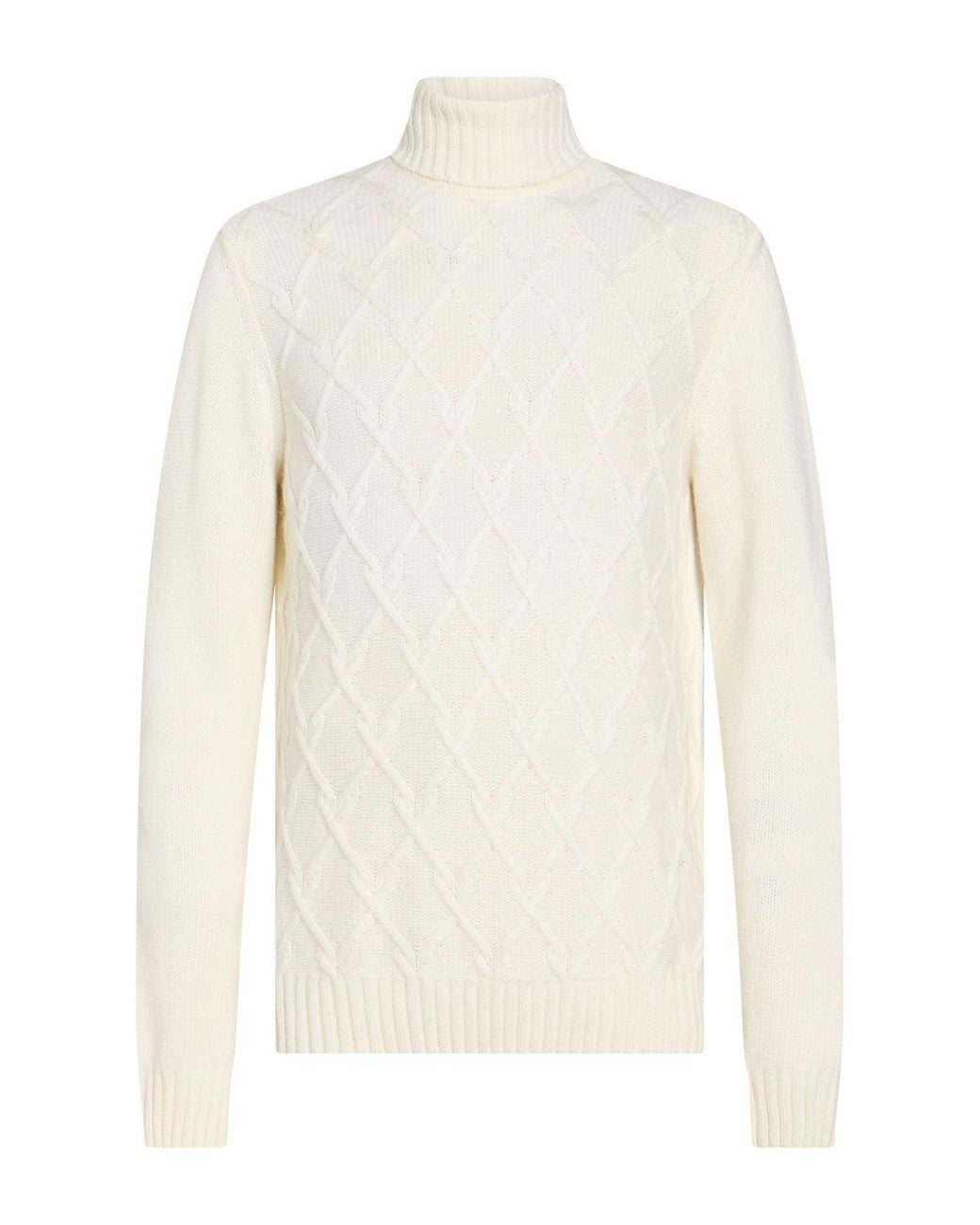 Andrea Fenzi White Turtleneck Wool, Viscose, Polyamide, Cashmere for men