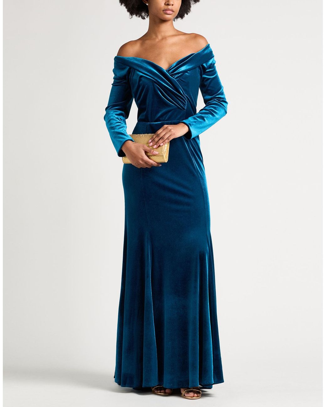 ATELIER LEGORA Blue Emerald Maxi Dress Polyester, Viscose