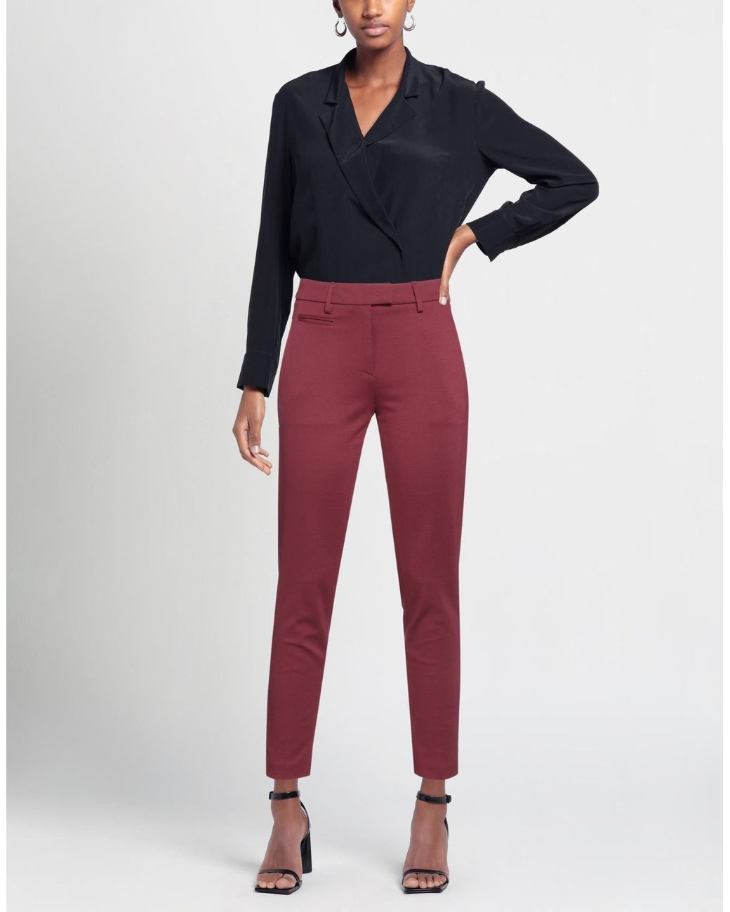 Dondup Red Pants Viscose, Polyamide, Elastane