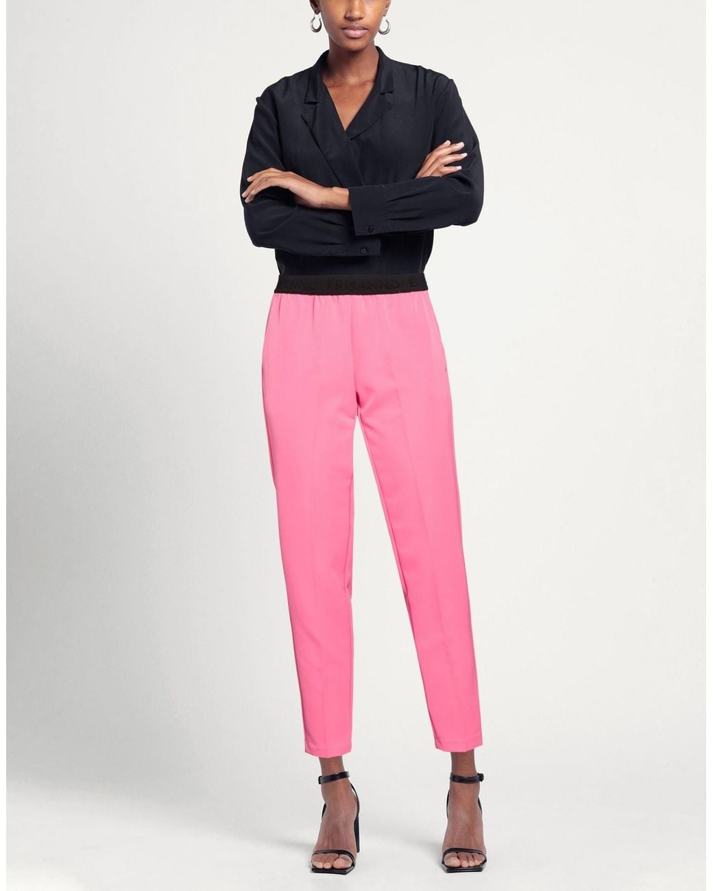 ERMANNO FIRENZE Pink Pants Polyester, Elastane