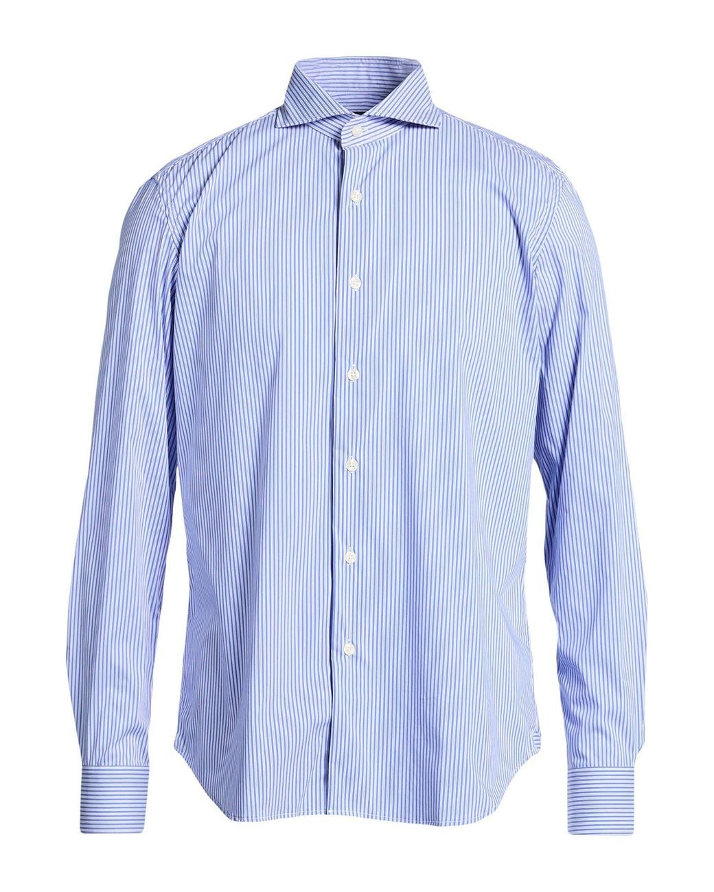 DAVID DUVAL Blue Shirt Cotton for men