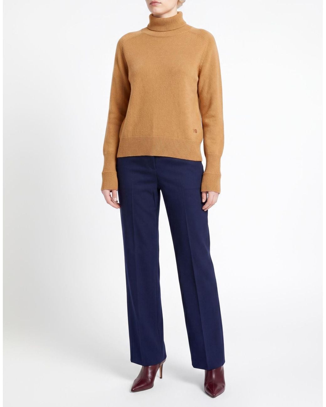 Victoria Beckham Brown Camel Turtleneck Lambswool
