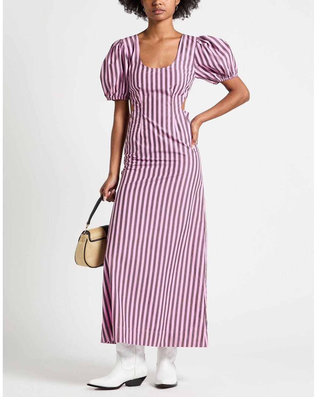 Ganni Purple Maxi Dress Organic Cotton