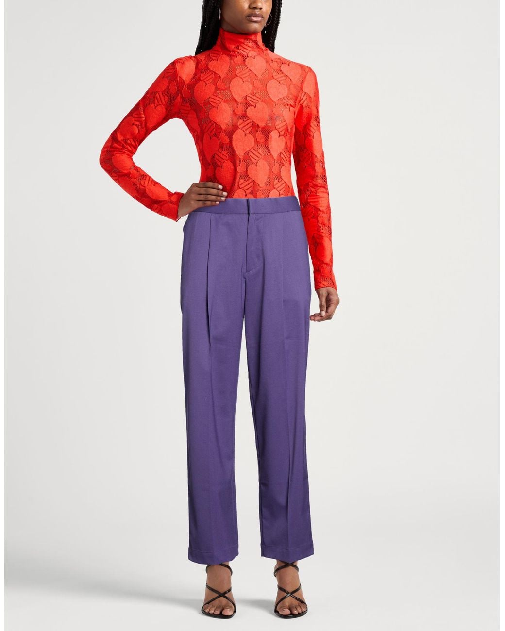 Bonsai Purple Pants Polyester, Virgin Wool, Elastane