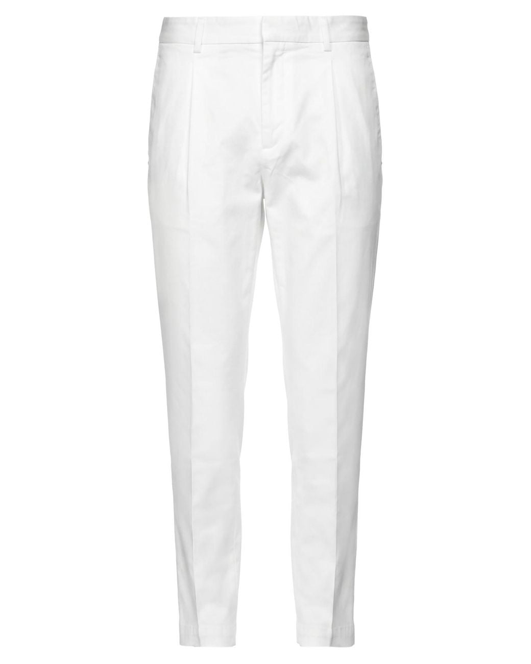 Entre Amis White Pants Cotton, Elastane for men