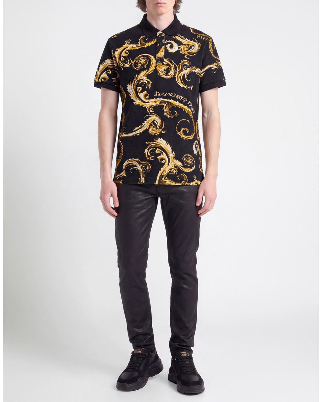 Versace Jeans Couture Black Polo Shirt Cotton for men