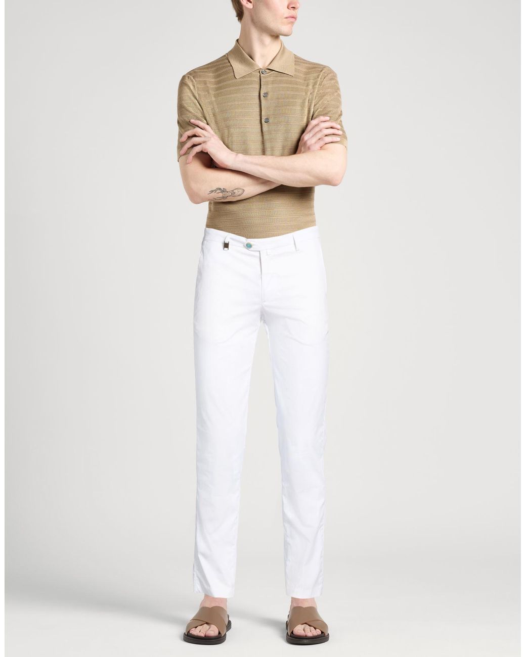Barbati White Pants Cotton, Polyamide, Elastane for men