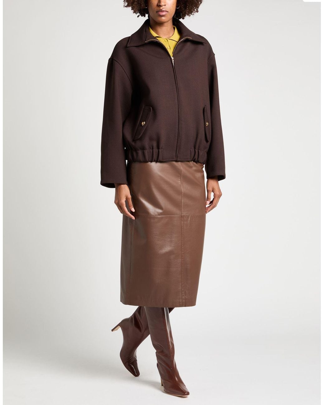 Sandro Brown Dark Jacket Polyester, Virgin Wool, Elastane