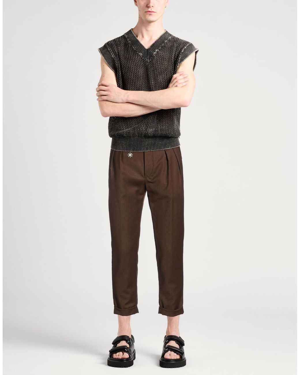 Manuel Ritz Brown Marzotto For Dark Pants Virgin Wool, Elastane for men