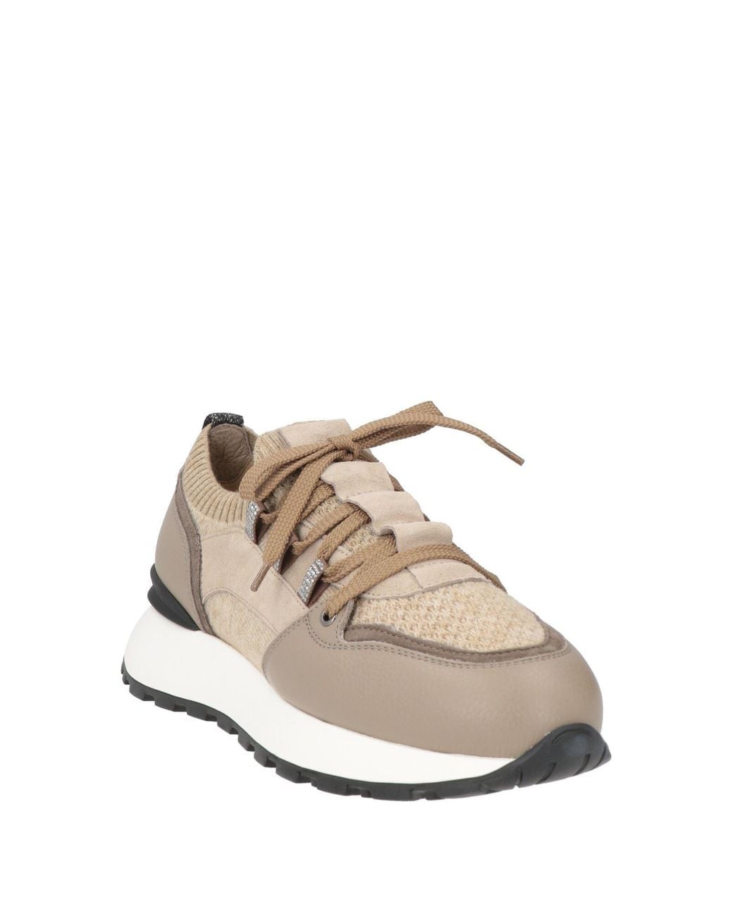 Doucal's Natural Whitney Khaki Sneakers Leather, Textile Fibers