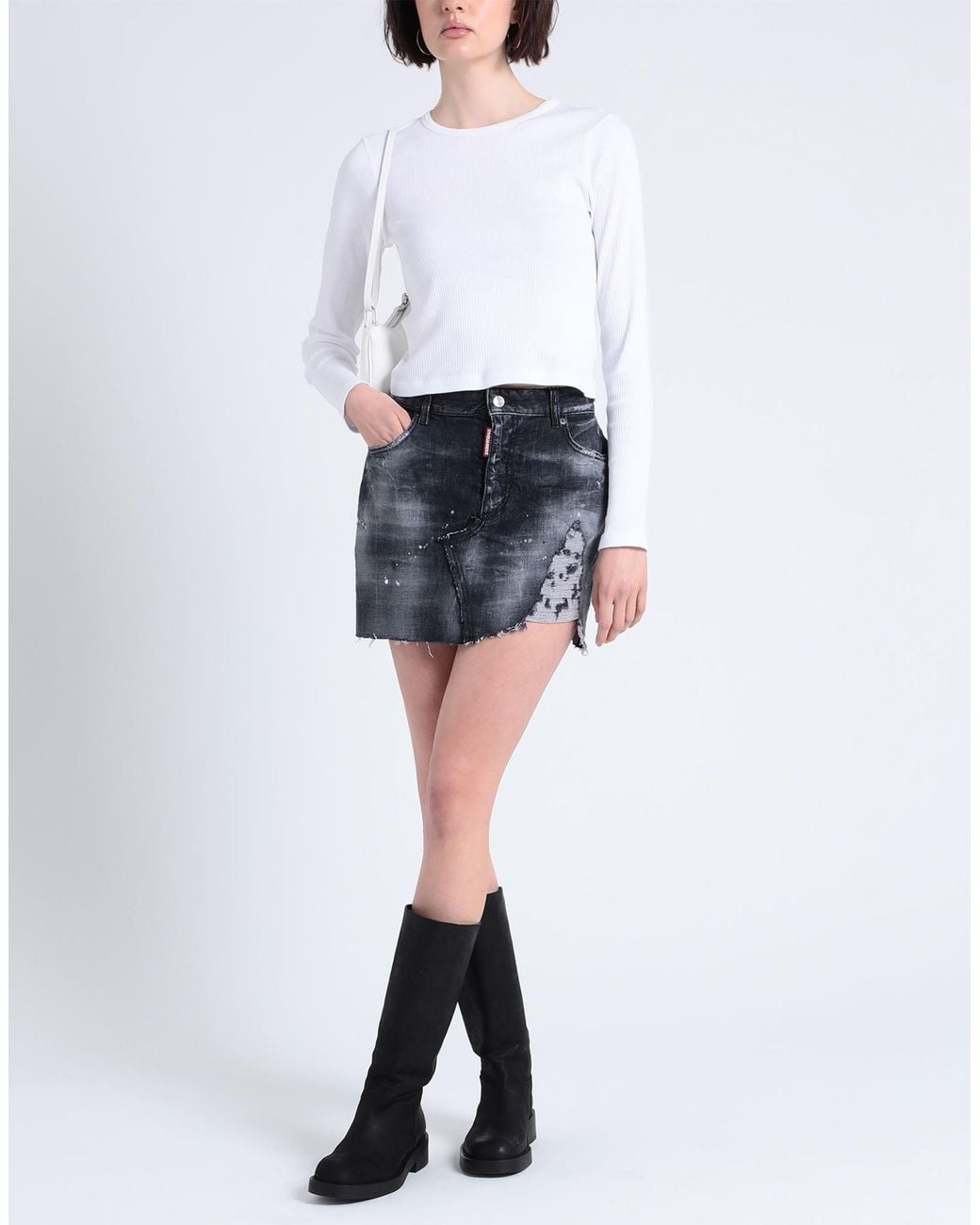 DSquared² Gray Denim Skirt