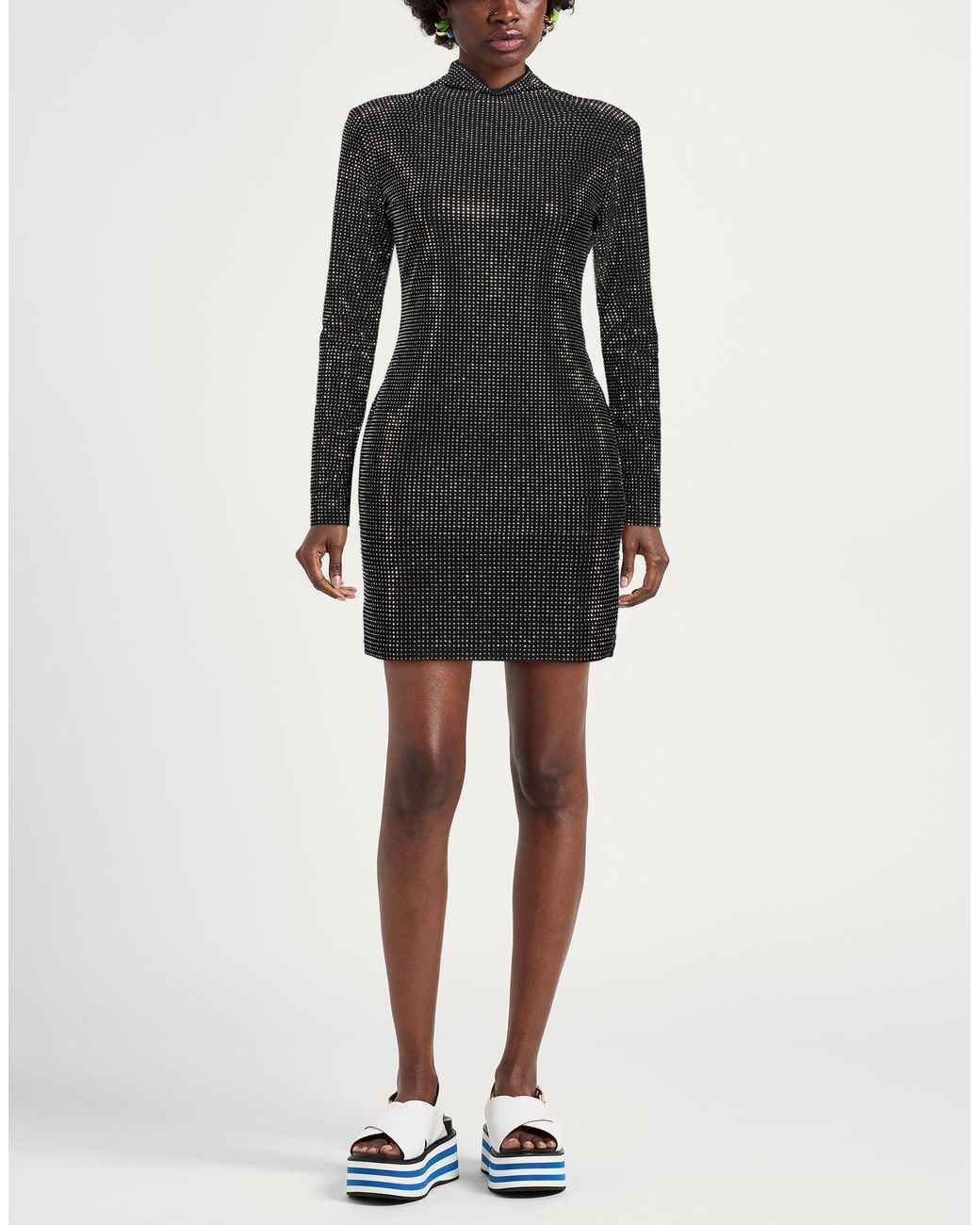 Kontatto Black Mini Dress Polyester, Elastane