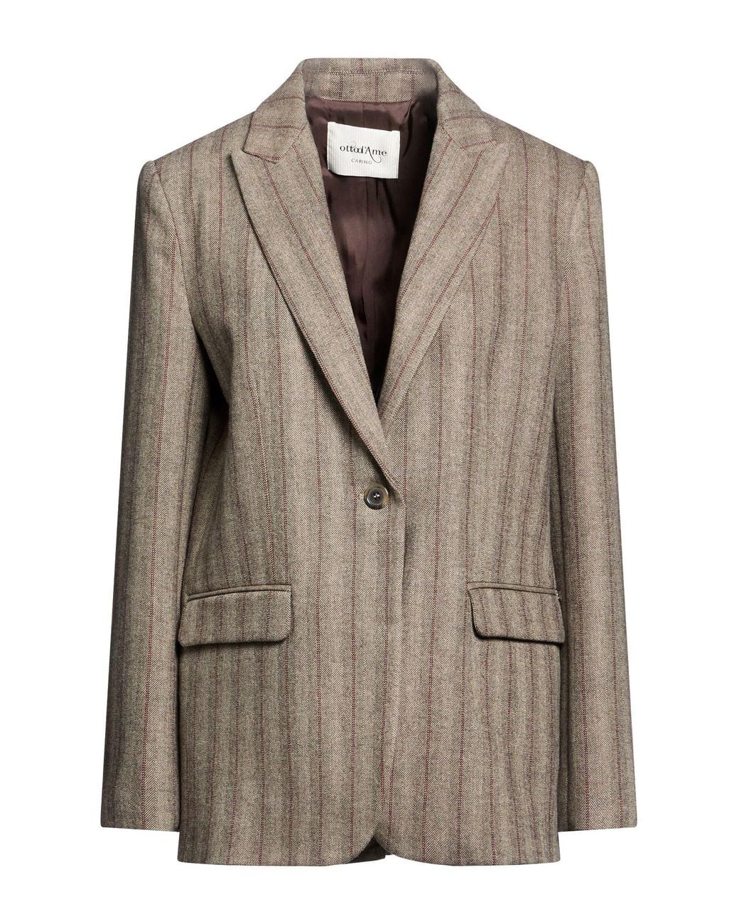 Ottod'Ame Brown Caring Taupe Blazer Virgin Wool, Viscose, Polyester, Elastane