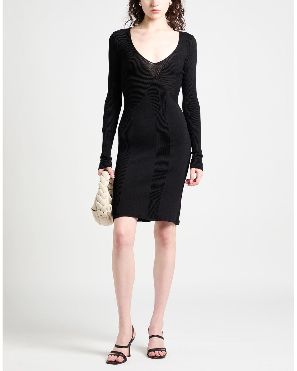 Alberta Ferretti Black Midi Dress Viscose, Polyamide