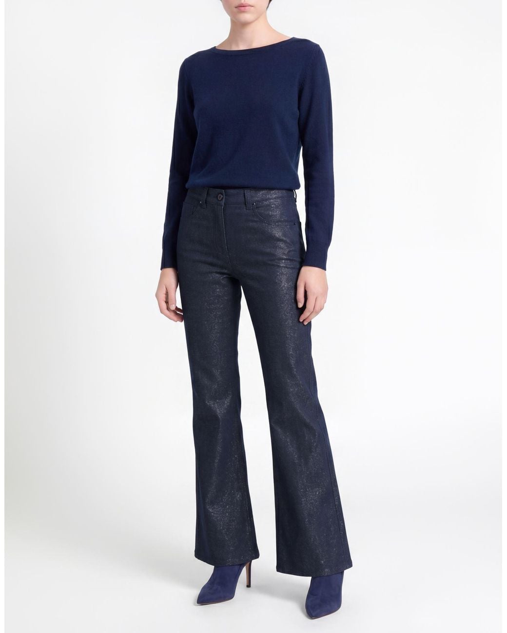Giorgio Armani Blue Pants Cotton, Viscose, Metallic Fiber, Polyamide