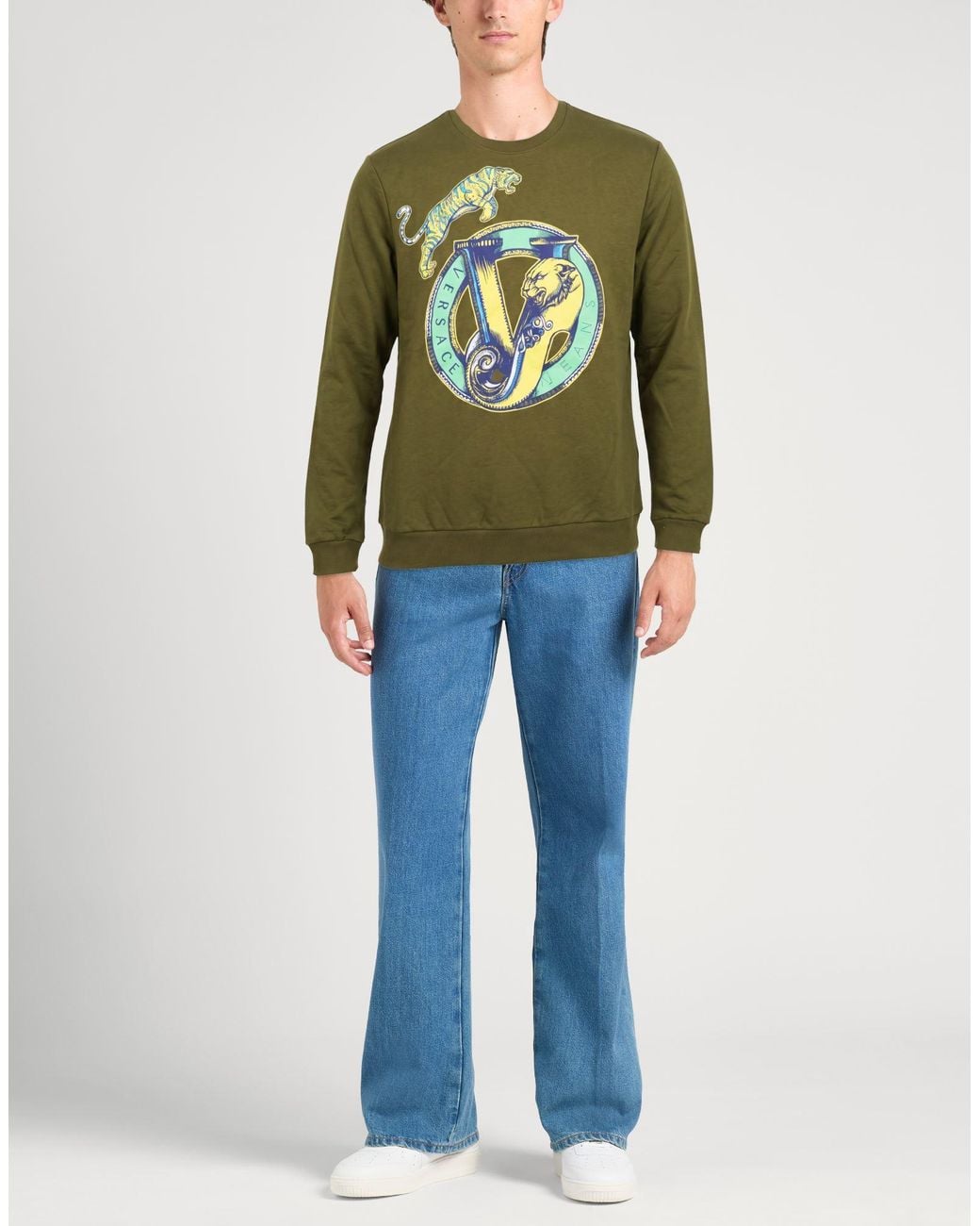 Versace Jeans Green Military Sweatshirt Cotton for men