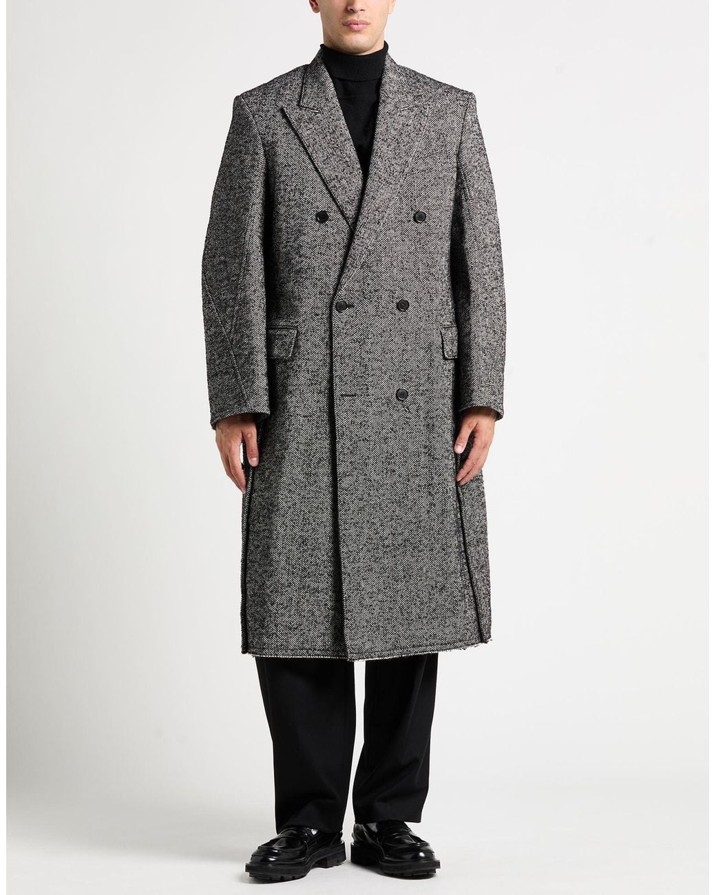 Lanvin Gray Coat Virgin Wool, Polyamide, Elastane for men