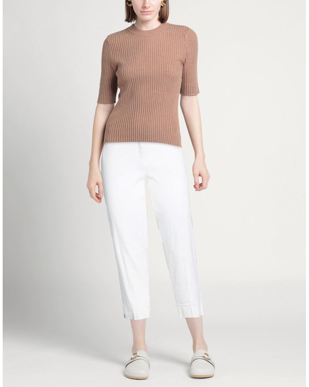 Cambio White Pants Linen, Cotton, Elastane