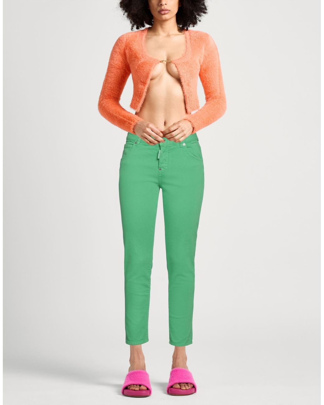 DSquared² Green Pants Cotton, Elastane