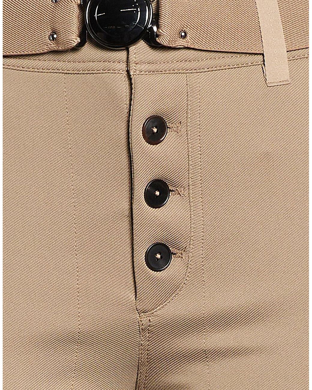 High Natural Khaki Pants Nylon, Elastane
