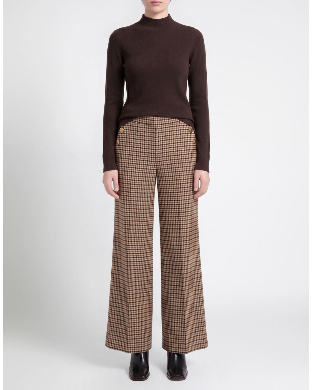 Twinset Brown Camel Pants Wool, Polyester, Viscose, Elastane