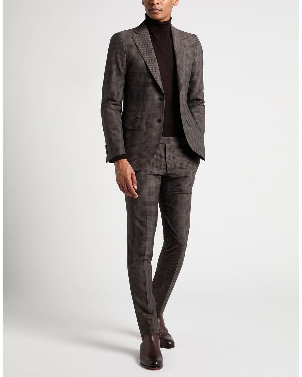 Tombolini Gray Taupe Suit Wool, Polyester, Elastane for men