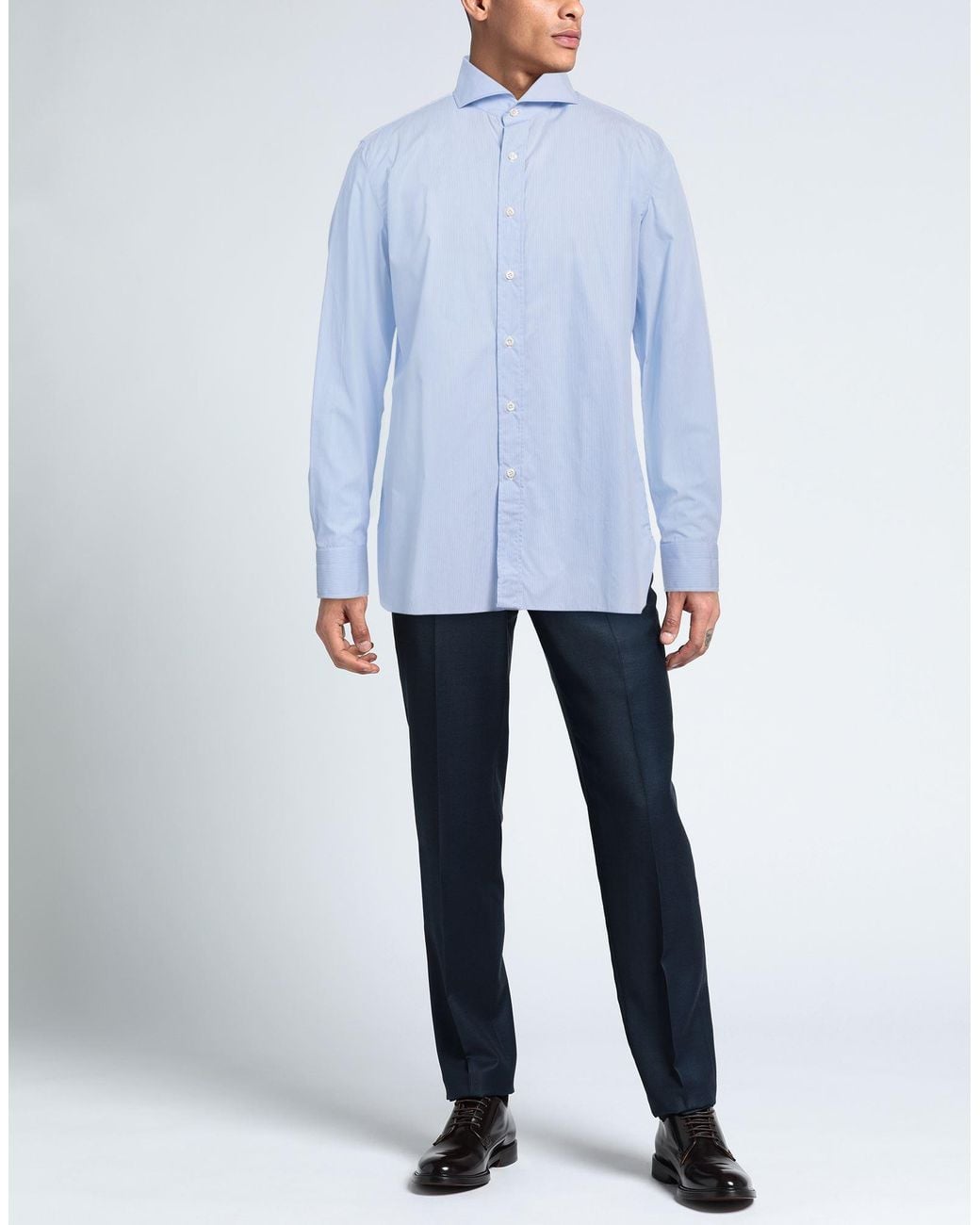 Luigi Borrelli Napoli Blue Shirt Cotton for men