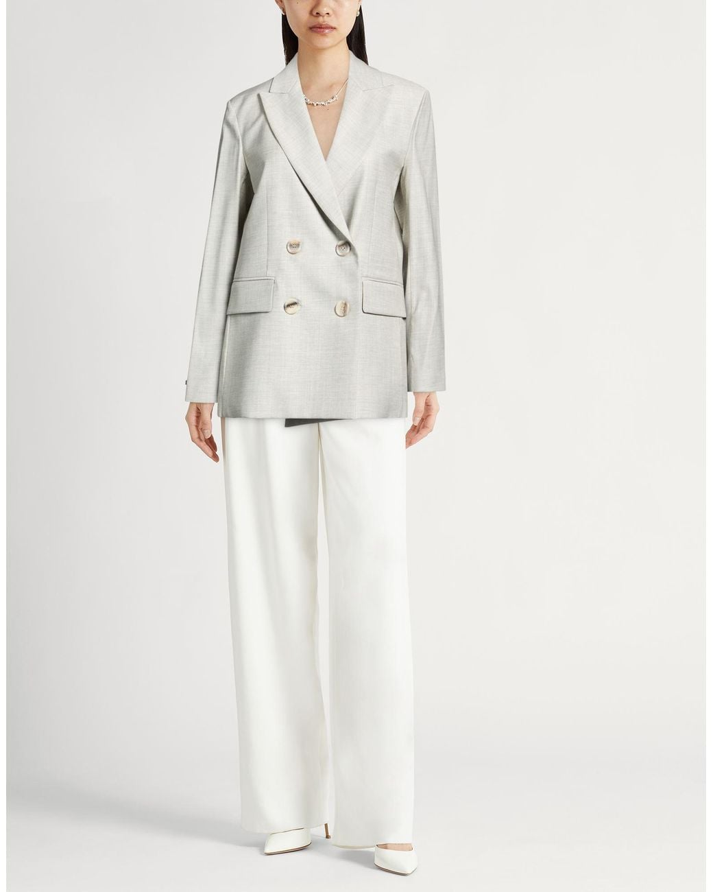 Peserico White Light Blazer Virgin Wool, Viscose, Elastane