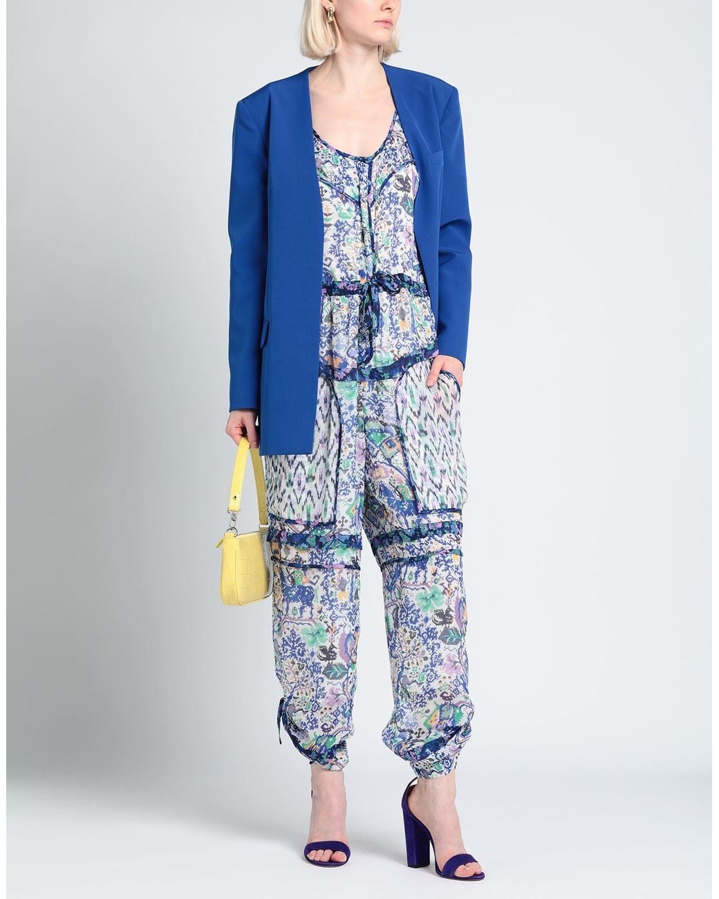Isabel Marant Blue V-Neck Printed Jumpsuit