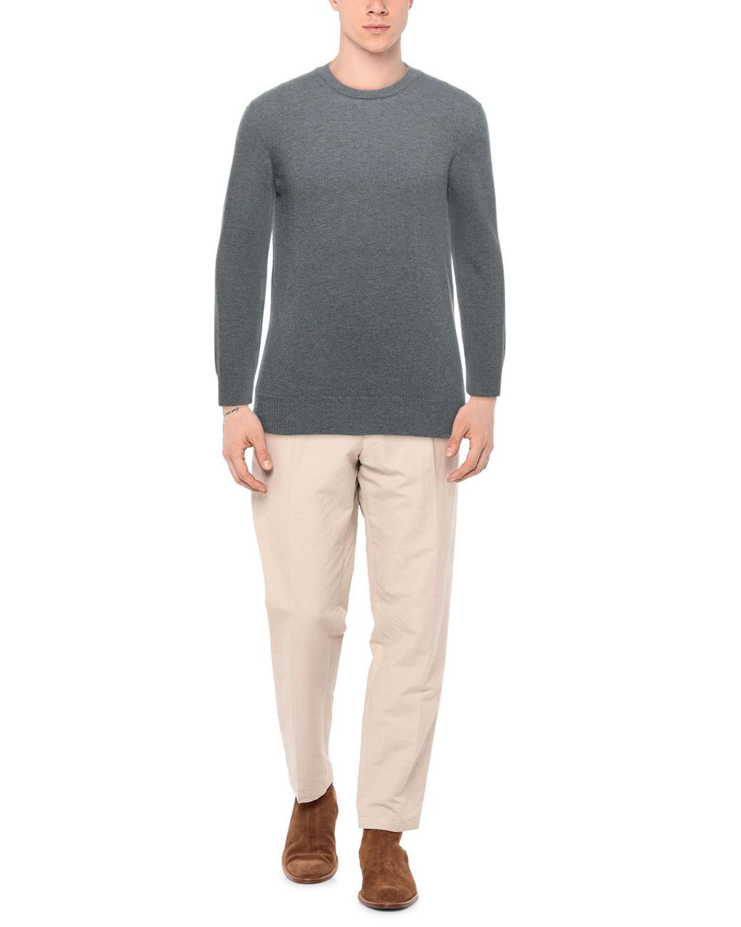 Alpha Studio Gray Sweater Geelong Wool for men