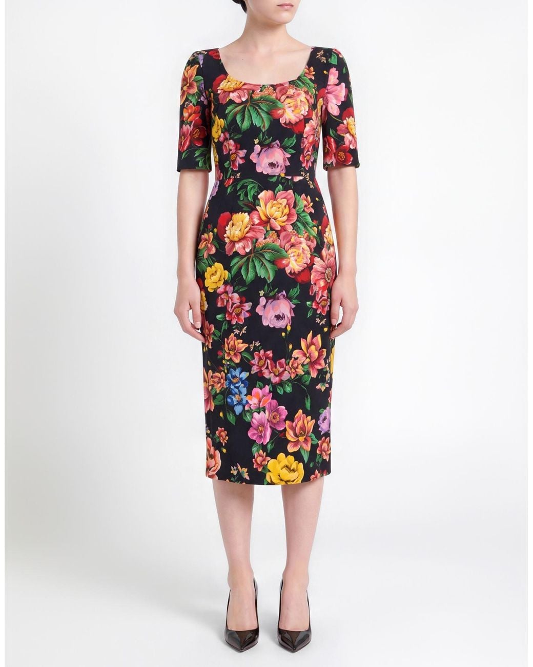Dolce & Gabbana White Midi Dress Viscose, Elastane