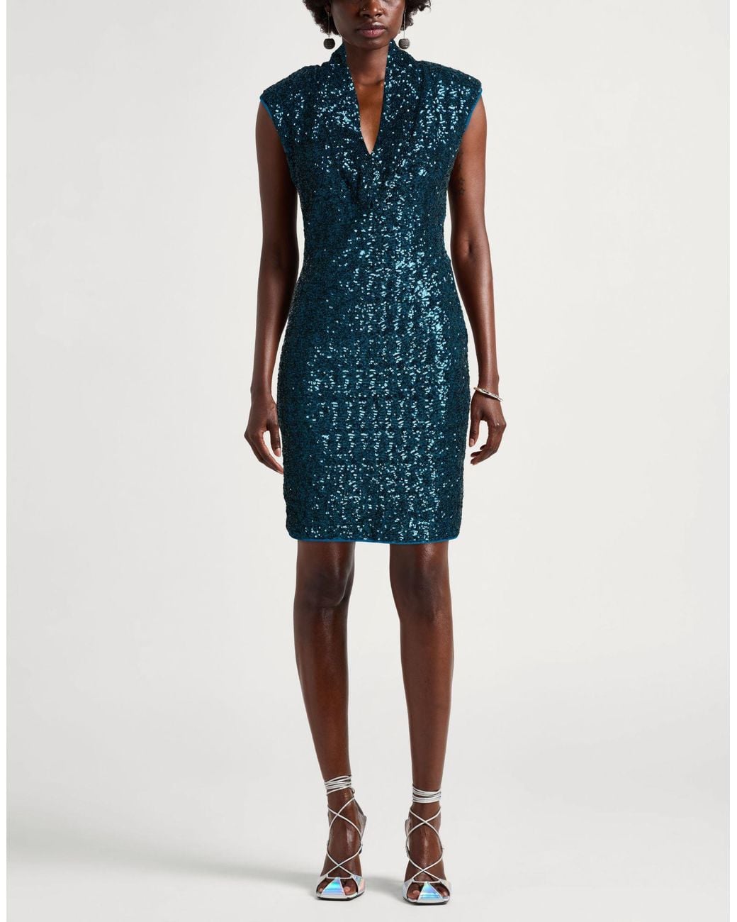 La Petite Robe Di Chiara Boni Blue Deep Mini Dress Polyamide, Elastane