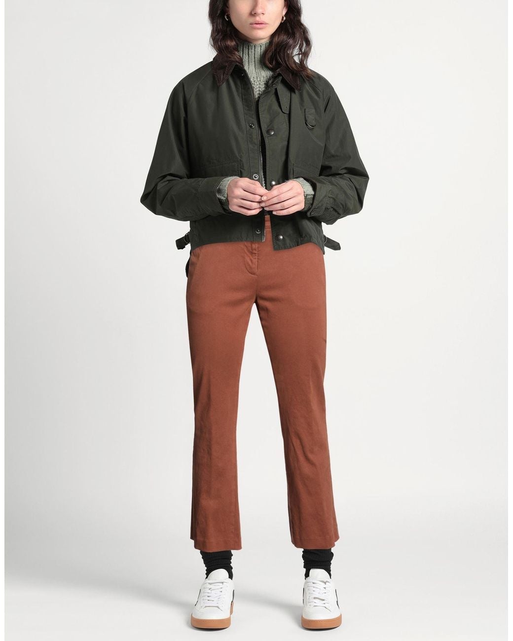 Douuod Brown Pants Cotton, Elastane