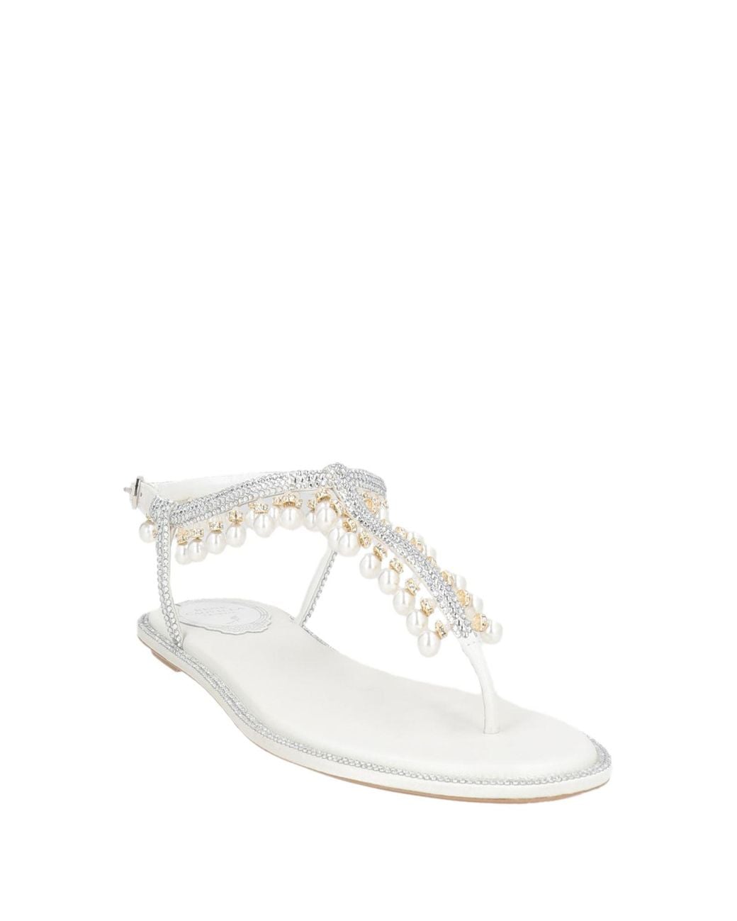 Rene Caovilla White Thong Sandal Textile Fibers