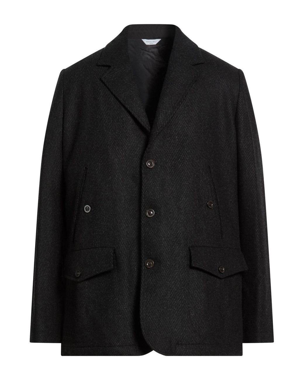 Boglioli Black Charcoal Coat Wool, Polyamide, Cashmere for men